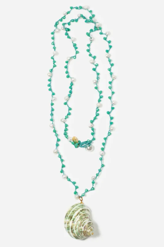 Blue Shell Necklace by CASHFANA made by Hermoza