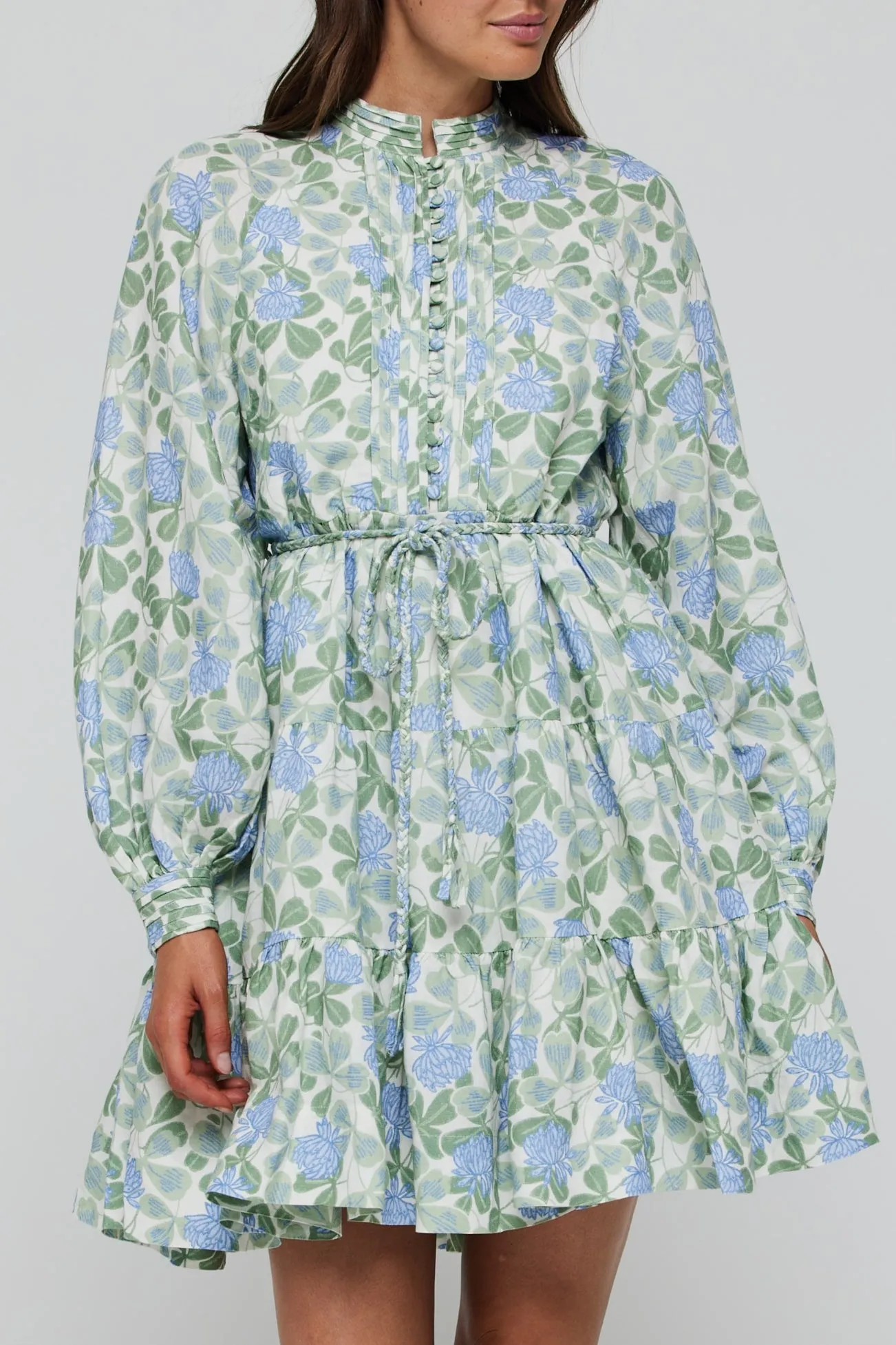 Louisa Tunic Belted Tie Mini Dress in Floral- FINAL SALE sold by Hermoza