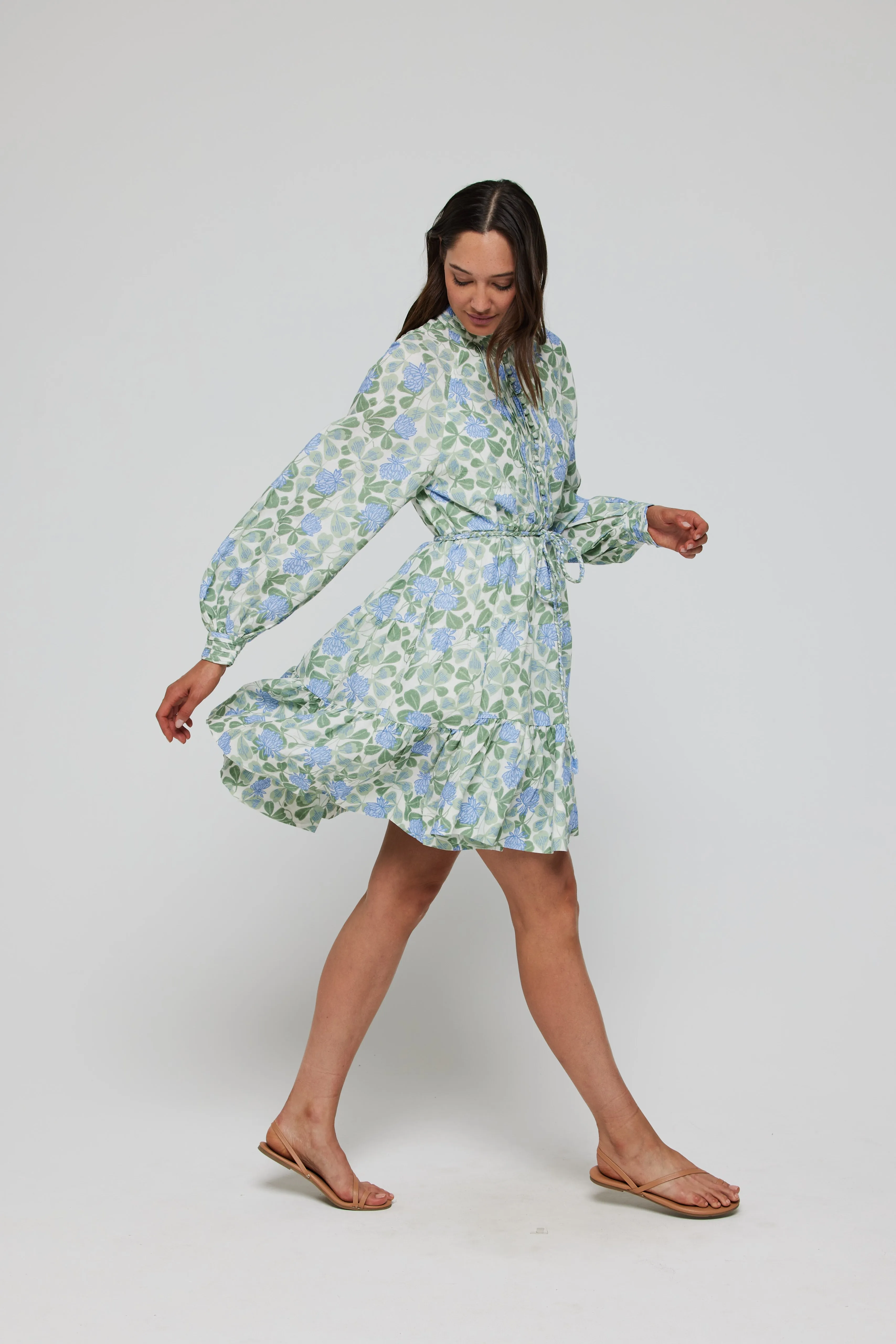Louisa Tunic Belted Tie Mini Dress in Floral- FINAL SALE sold by Hermoza product image thumbnail 4
