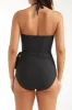 Genevieve High Halter Neck Sash Tie One-Piece Swimsuit sold by Hermoza