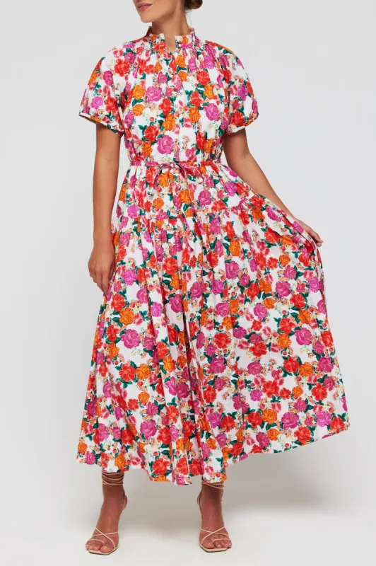 Pia Button Front Belted Maxi Dress in Pink Floral - FINAL SALE sold by Hermoza