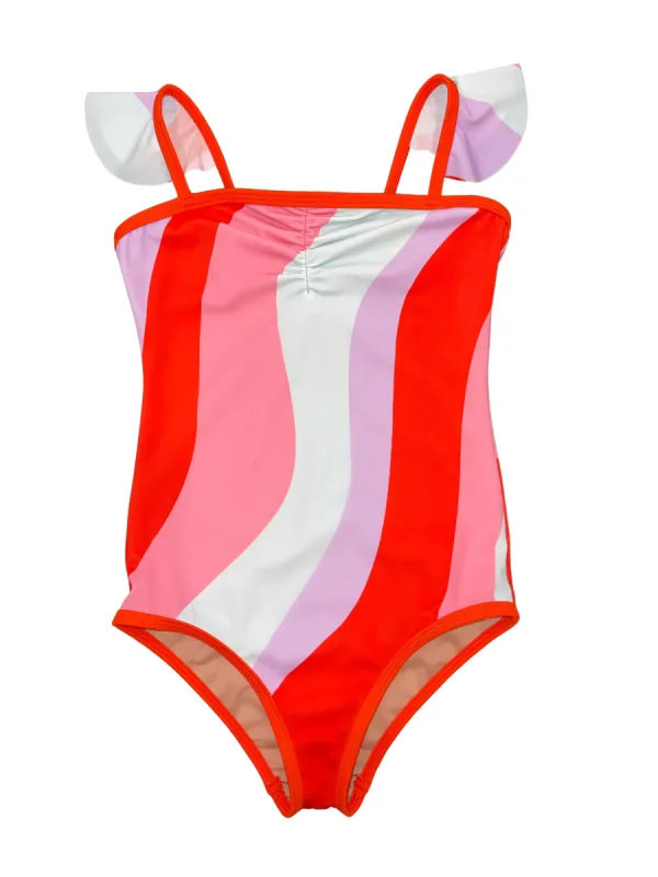 Little Vivi Ruffle Strap One-Piece Swimsuit in Pucci sold by Hermoza