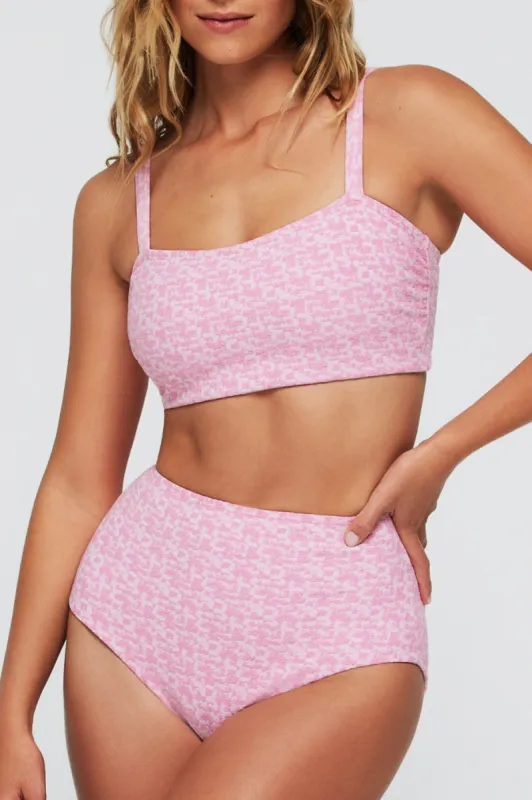 Lucia Square Neck Two-Piece Bikini Top in Pink sold by Hermoza