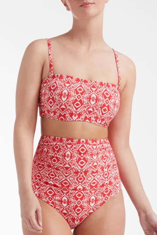 Ita Bandeau Two-Piece Bikini Top in Red Ikat- FINAL SALE sold by Hermoza