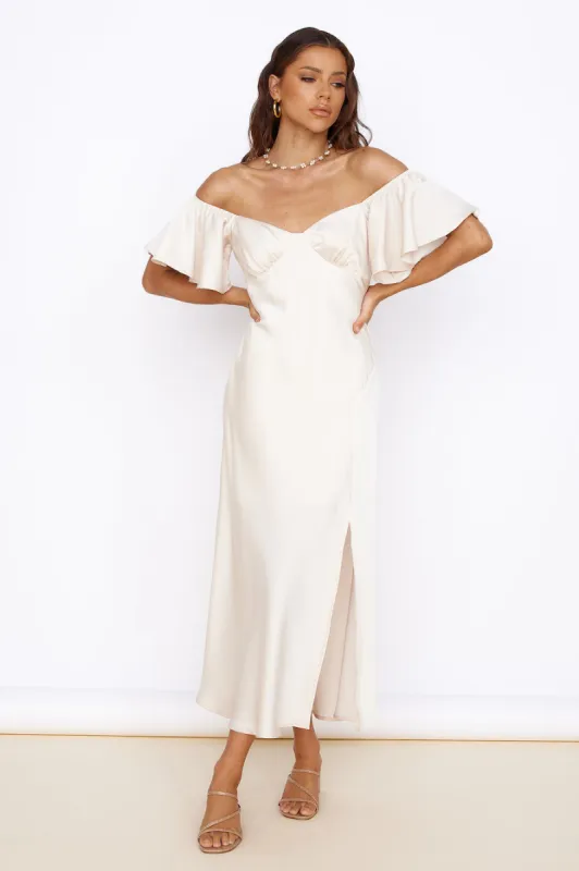 Aurora Skies Maxi Dress Cream sold by Fortunate One