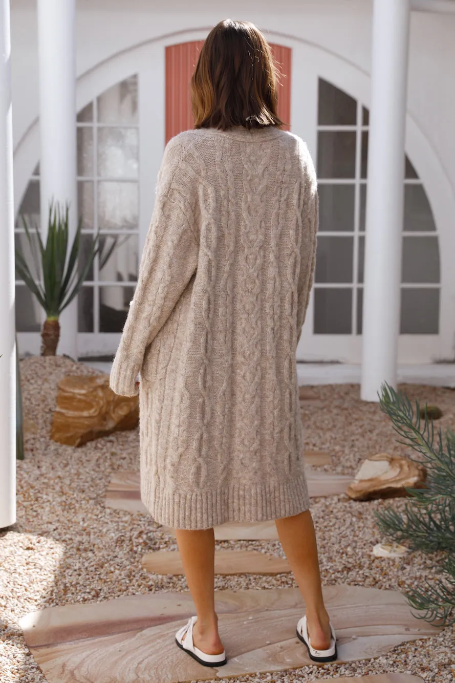 SNDYS Jet Cable Knit Cardi Mushroom sold by Fortunate One product image thumbnail 5