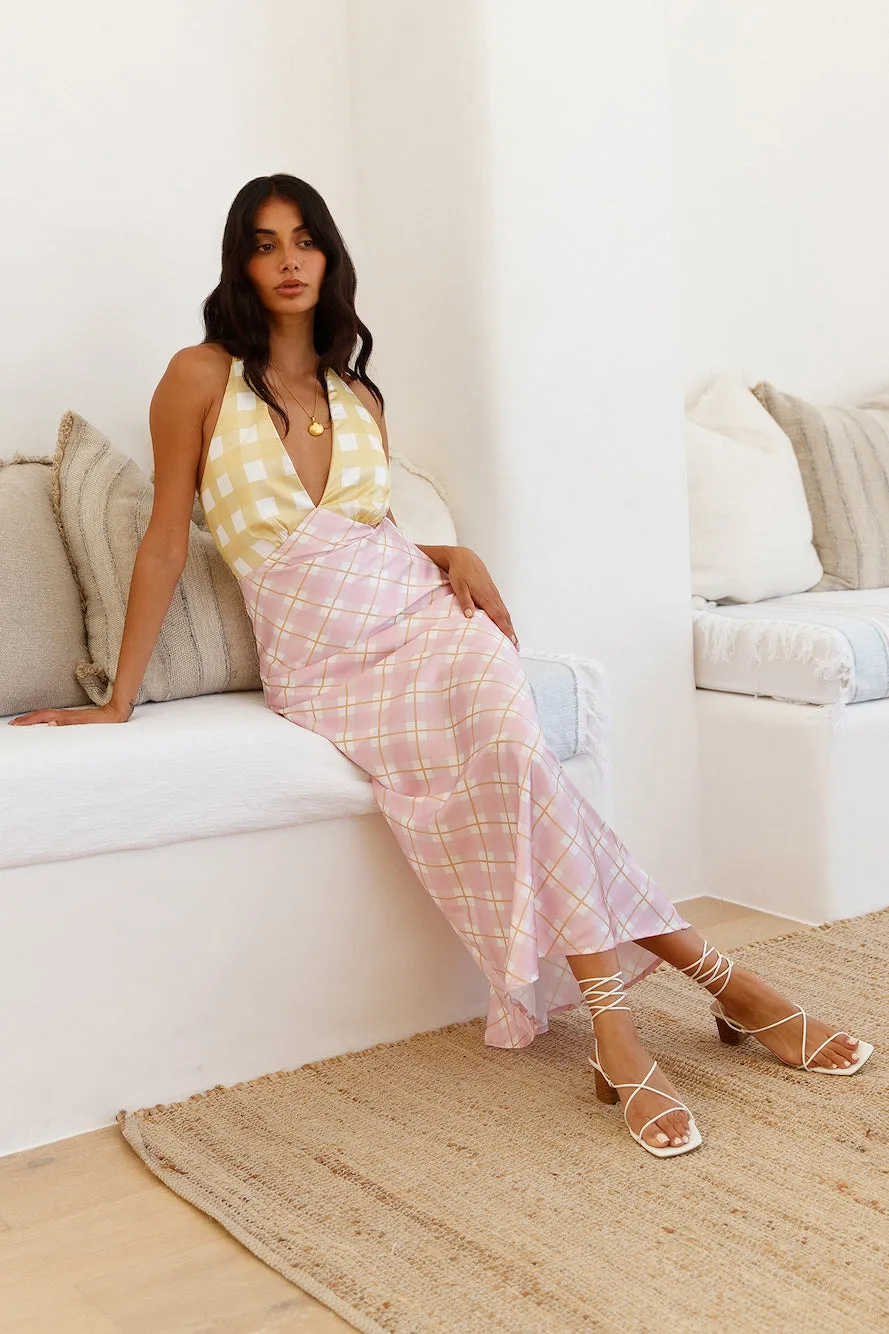 Picnic Date Satin Maxi Dress Pink sold by Fortunate One product image thumbnail 4