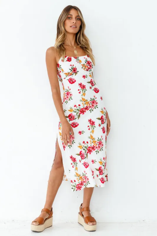 Springtime Premiere Midi Dress White sold by Fortunate One