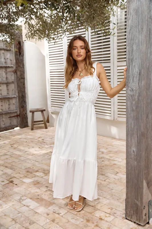 Around The Globe Midi Dress White sold by Fortunate One
