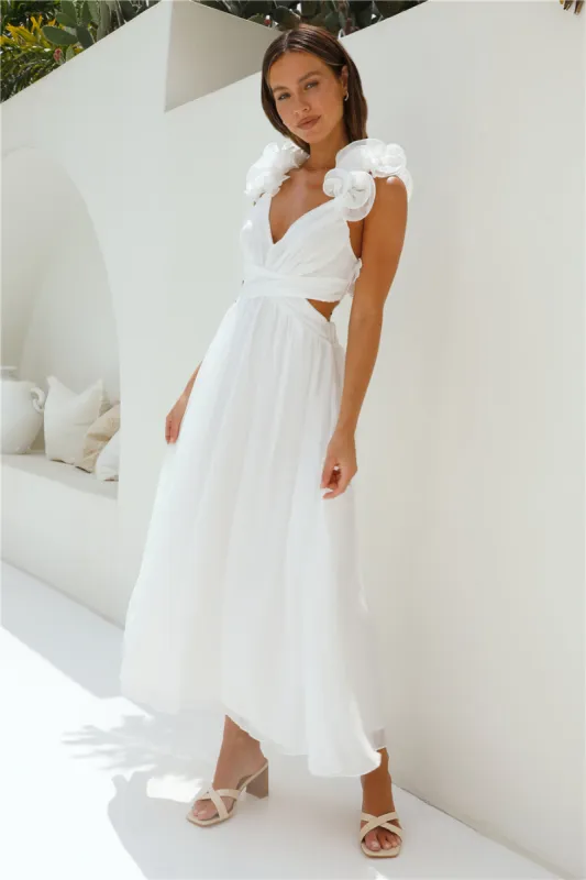 Whimsical Romance Midi Dress White sold by Fortunate One