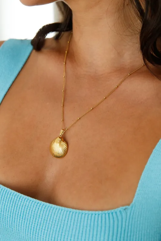 18k Gold Plated Seashell Island Necklace Gold sold by Fortunate One