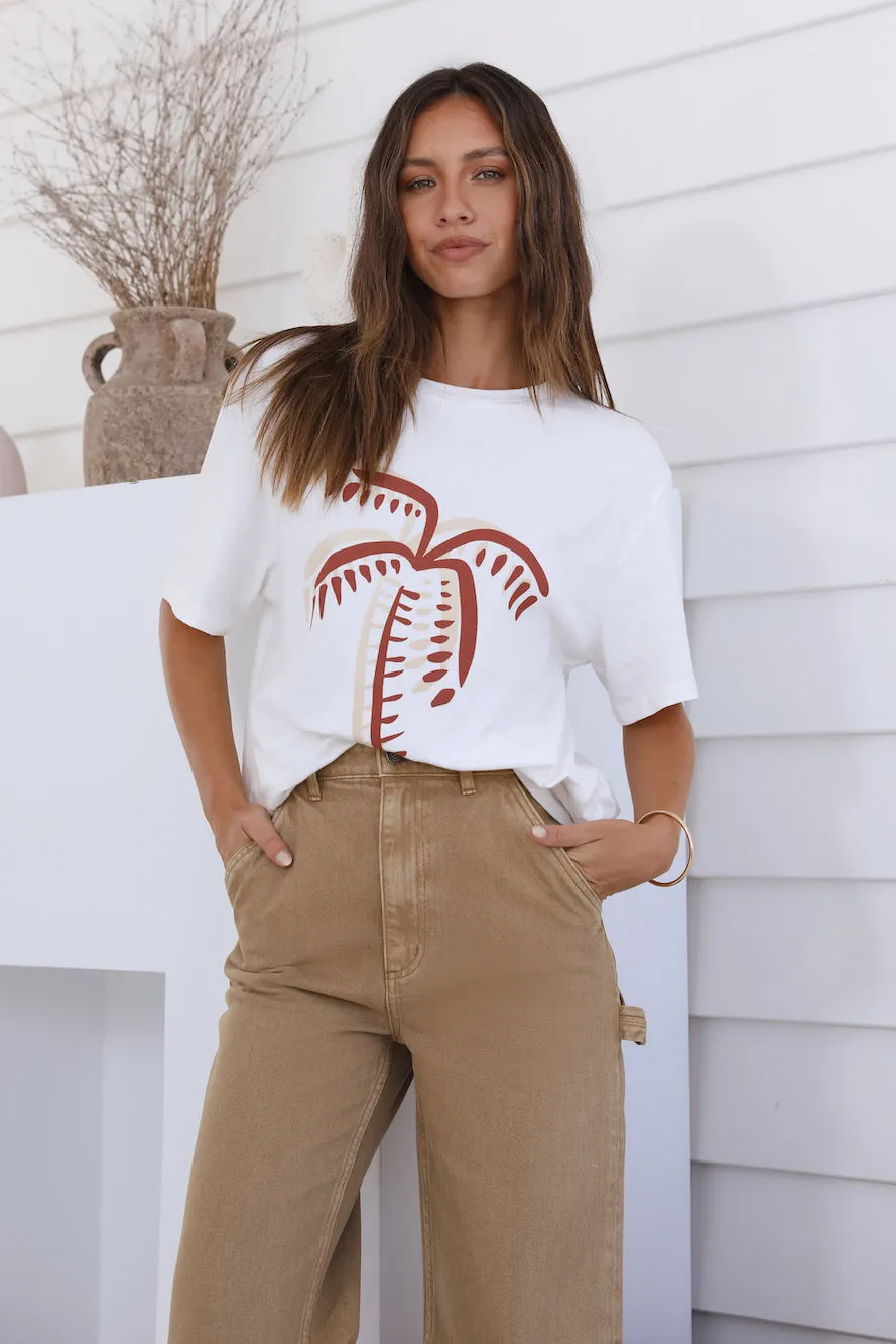 CHARLIE HOLIDAY Palm Tree Boyfriend Tee White sold by Fortunate One product image thumbnail 2