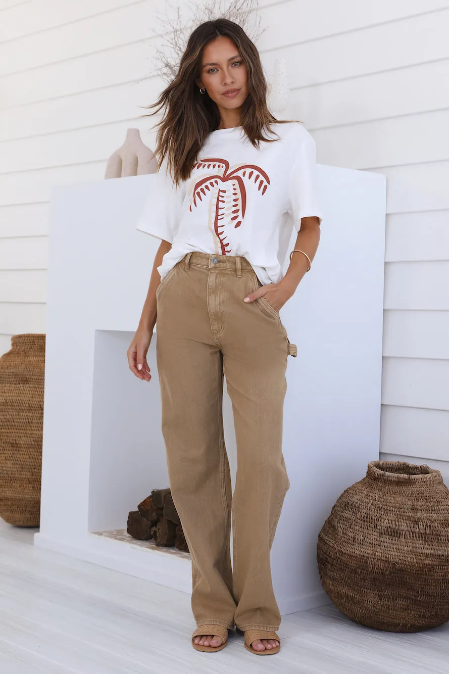 CHARLIE HOLIDAY Palm Tree Boyfriend Tee White sold by Fortunate One