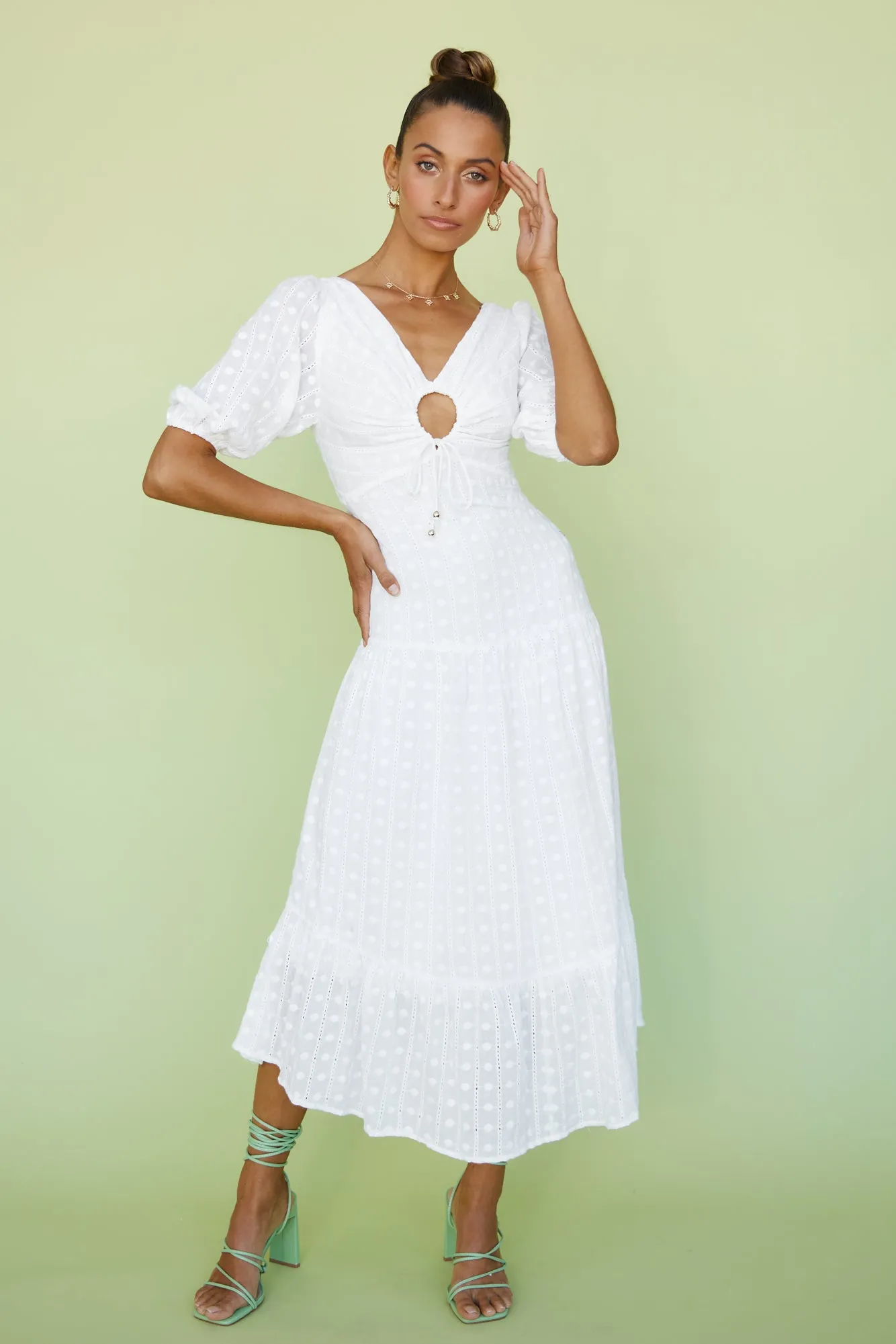 Peach Prosecco Maxi Dress White sold by Fortunate One