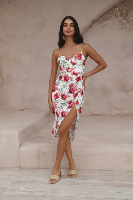 HELLO MOLLY Pretty Petal Girl Midi Dress Red sold by Fortunate One