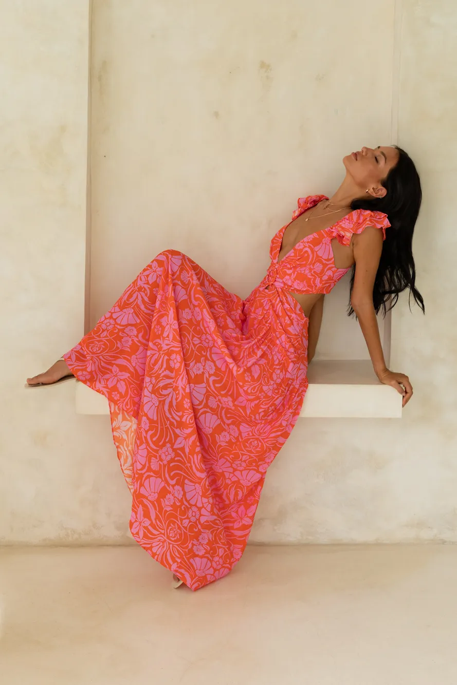 Blossoming Thoughts Maxi Dress Red sold by Fortunate One product image thumbnail 5