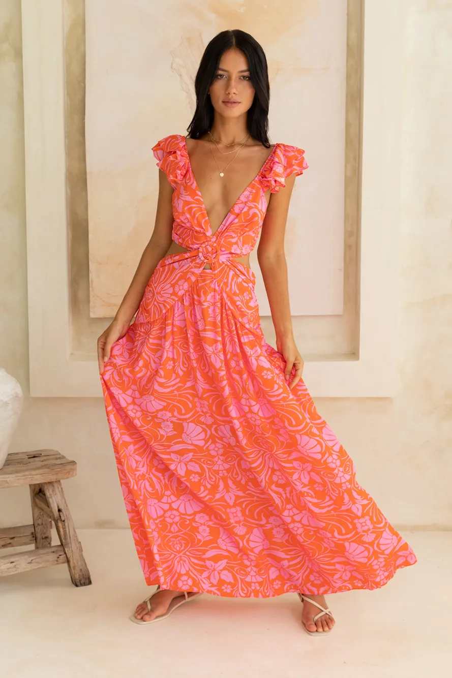 Blossoming Thoughts Maxi Dress Red sold by Fortunate One product image thumbnail 2