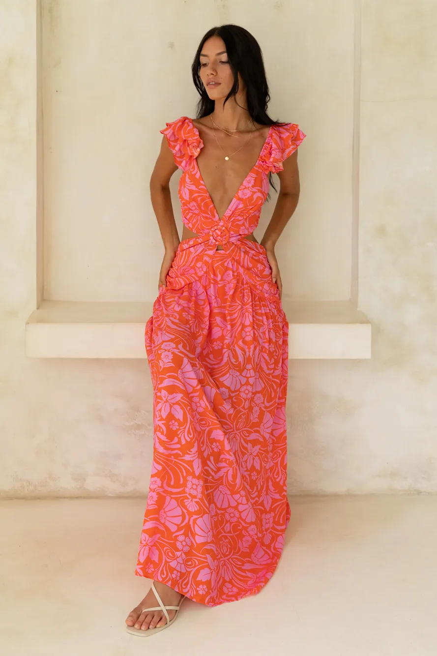 Blossoming Thoughts Maxi Dress Red sold by Fortunate One product image thumbnail 4