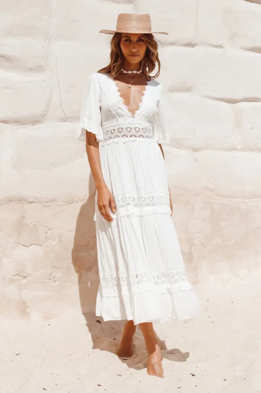 Cowboy Midi Dress White sold by Fortunate One