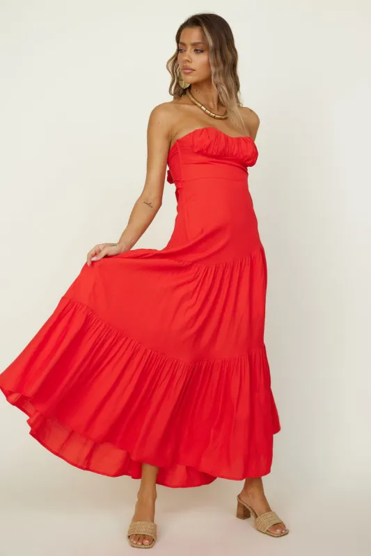 Sunrise View Maxi Dress Red sold by Fortunate One