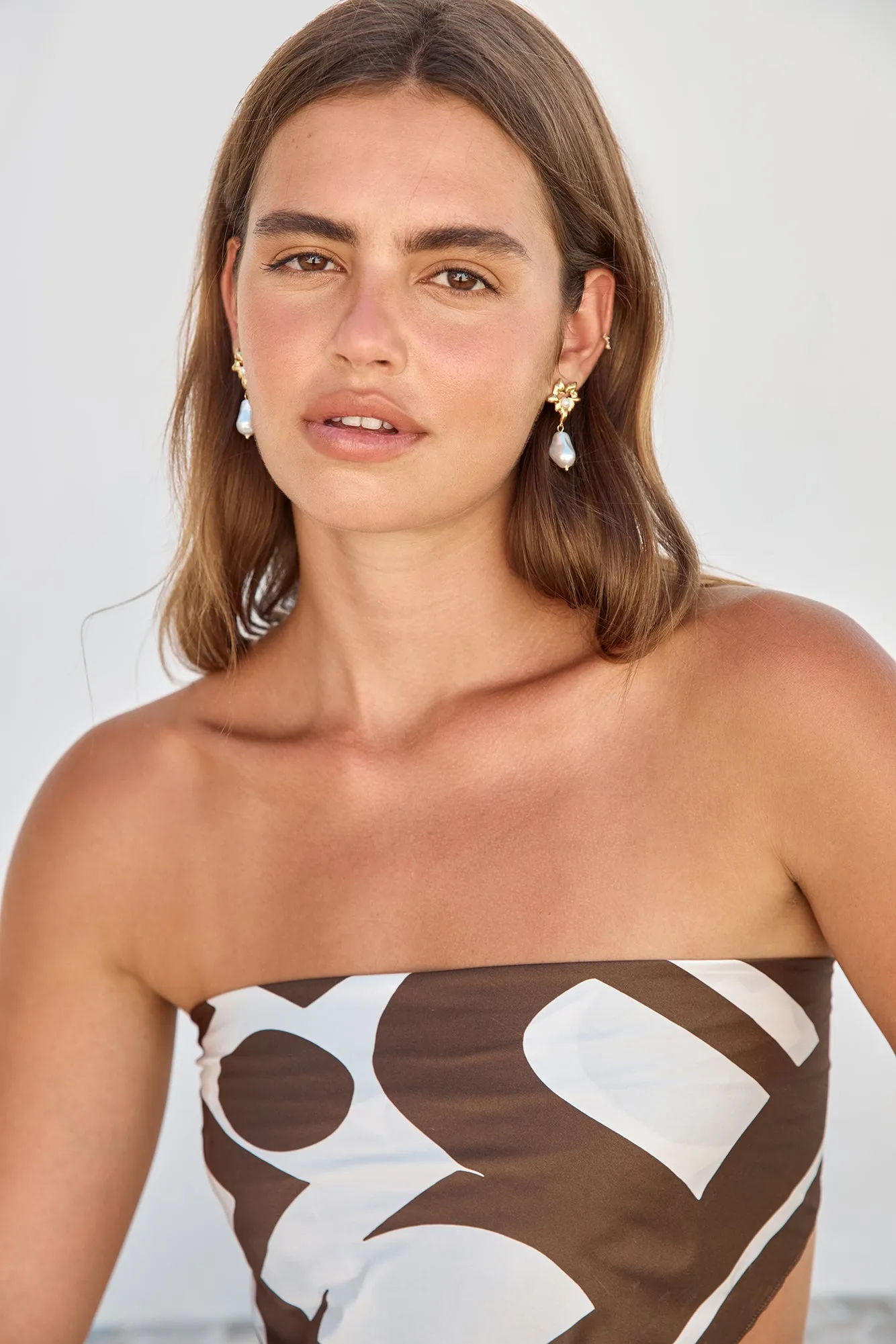 18K Gold Plated Pearl Gems Earrings Gold sold by Fortunate One product image thumbnail 2