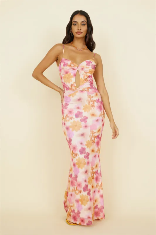 RUNAWAY THE LABEL Marlini Maxi Dress Orange Floral sold by Fortunate One
