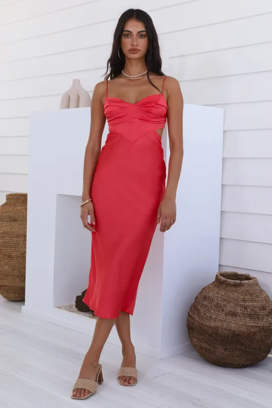 Tranquil Evenings Midi Dress Pink sold by Fortunate One