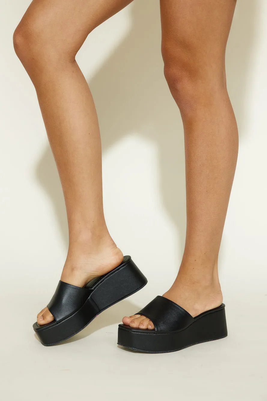 VERALI Millie Flatform Slides Black sold by Fortunate One