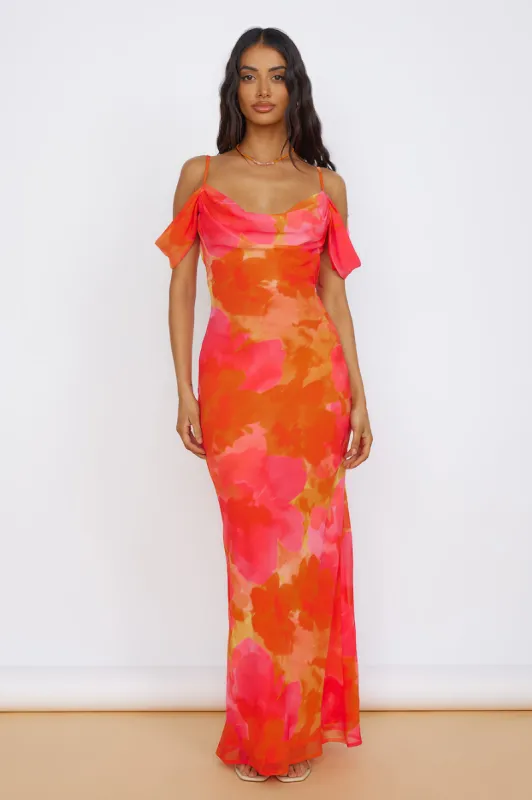 RUNAWAY THE LABEL Oralie Maxi Dress Orange sold by Fortunate One