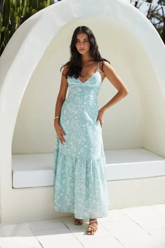 Bright Skies Maxi Dress Green sold by Fortunate One