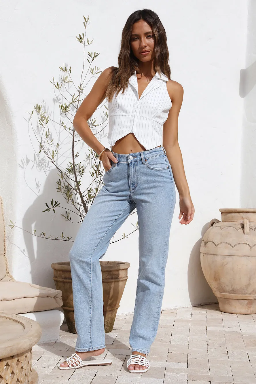 Talking Business Crop Top White Stripe sold by Fortunate One product image thumbnail 4