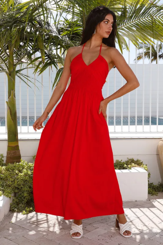 Cross My Heart Maxi Dress Red sold by Fortunate One