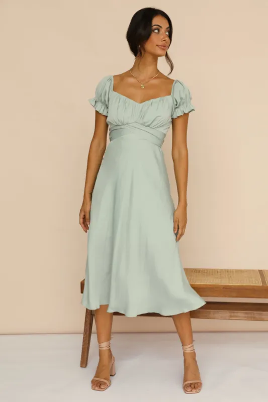 Sumatra Midi Dress Pistachio sold by Fortunate One