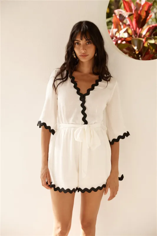 Midday Mood Romper White sold by Fortunate One
