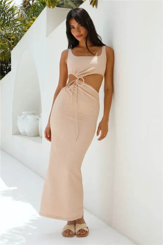 Movie Theatre Maxi Dress Beige sold by Fortunate One