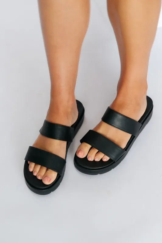 THERAPY Slidin' Sandals Black sold by Fortunate One