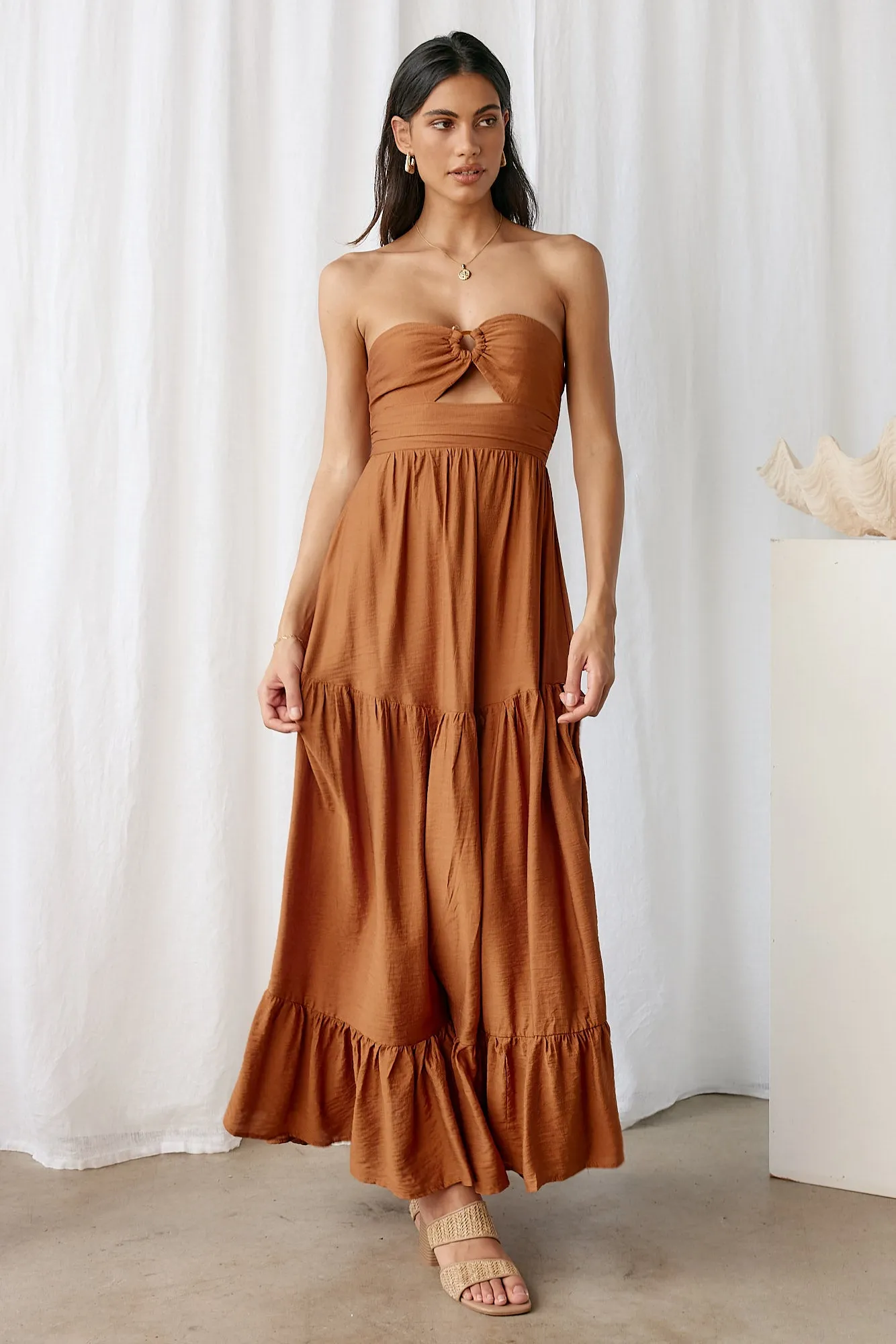 Let's Fly Away Maxi Dress Tan sold by Fortunate One product image thumbnail 3