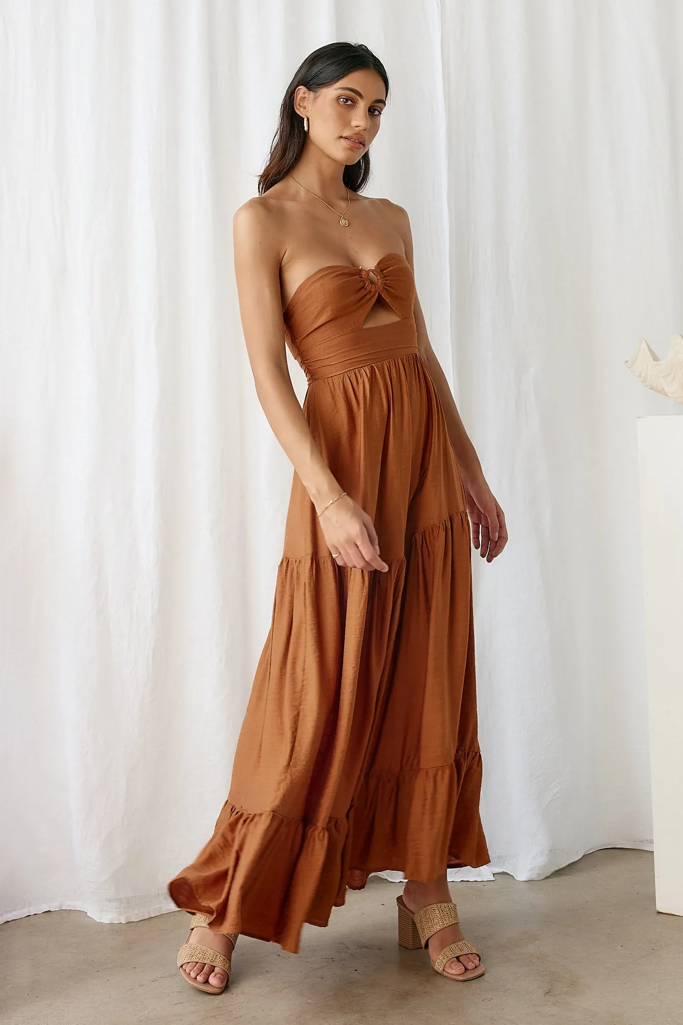 Let's Fly Away Maxi Dress Tan sold by Fortunate One product image thumbnail 4