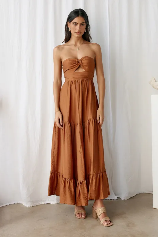 Let's Fly Away Maxi Dress Tan sold by Fortunate One