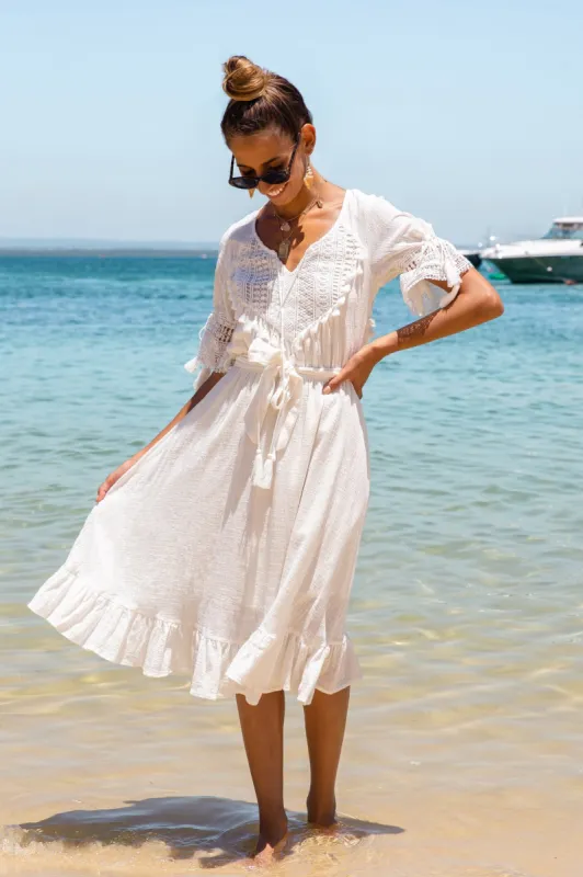 Hilight Midi Dress White sold by Fortunate One