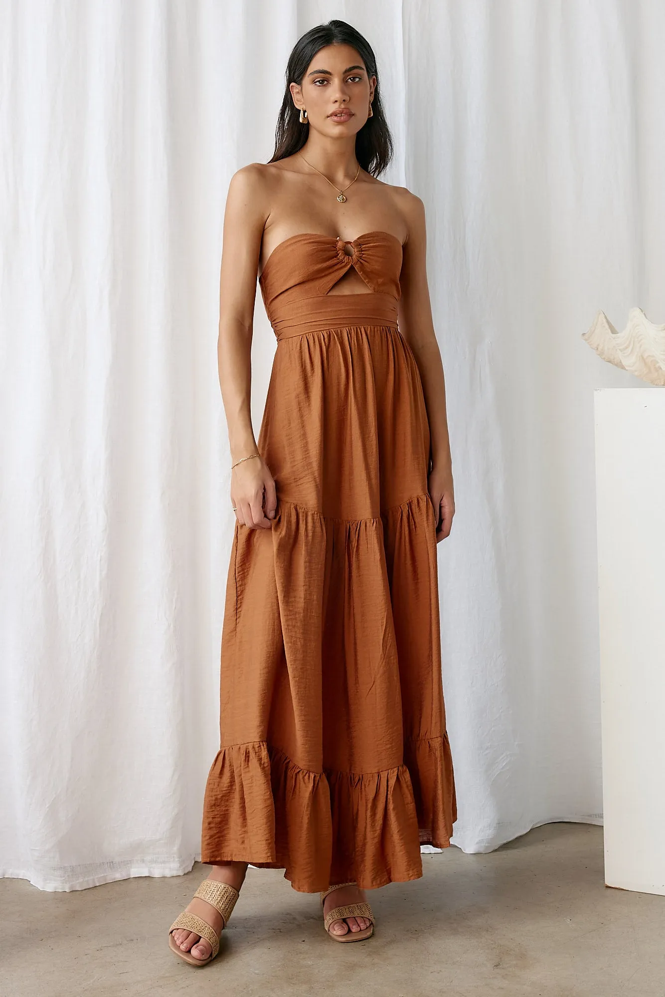 Let's Fly Away Maxi Dress Tan sold by Fortunate One product image thumbnail 2