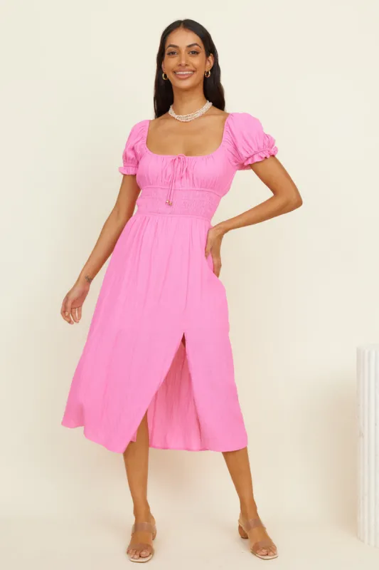 Seaside Picnic Midi Dress Pink sold by Fortunate One