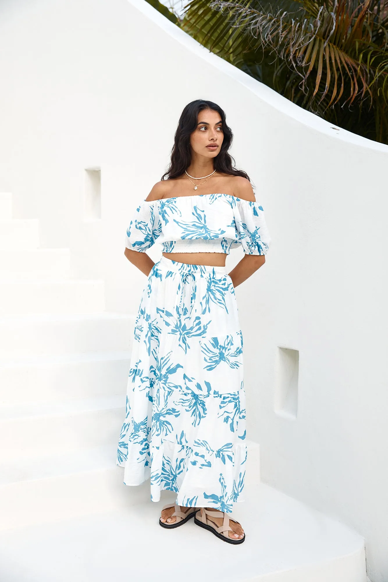 Island Whisper Maxi Skirt Blue sold by Fortunate One product image thumbnail 4