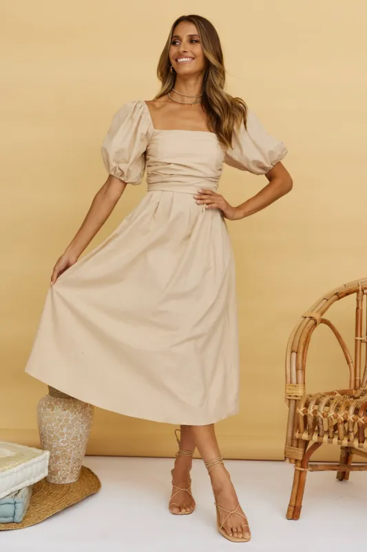 Delfino Maxi Dress Tan sold by Fortunate One