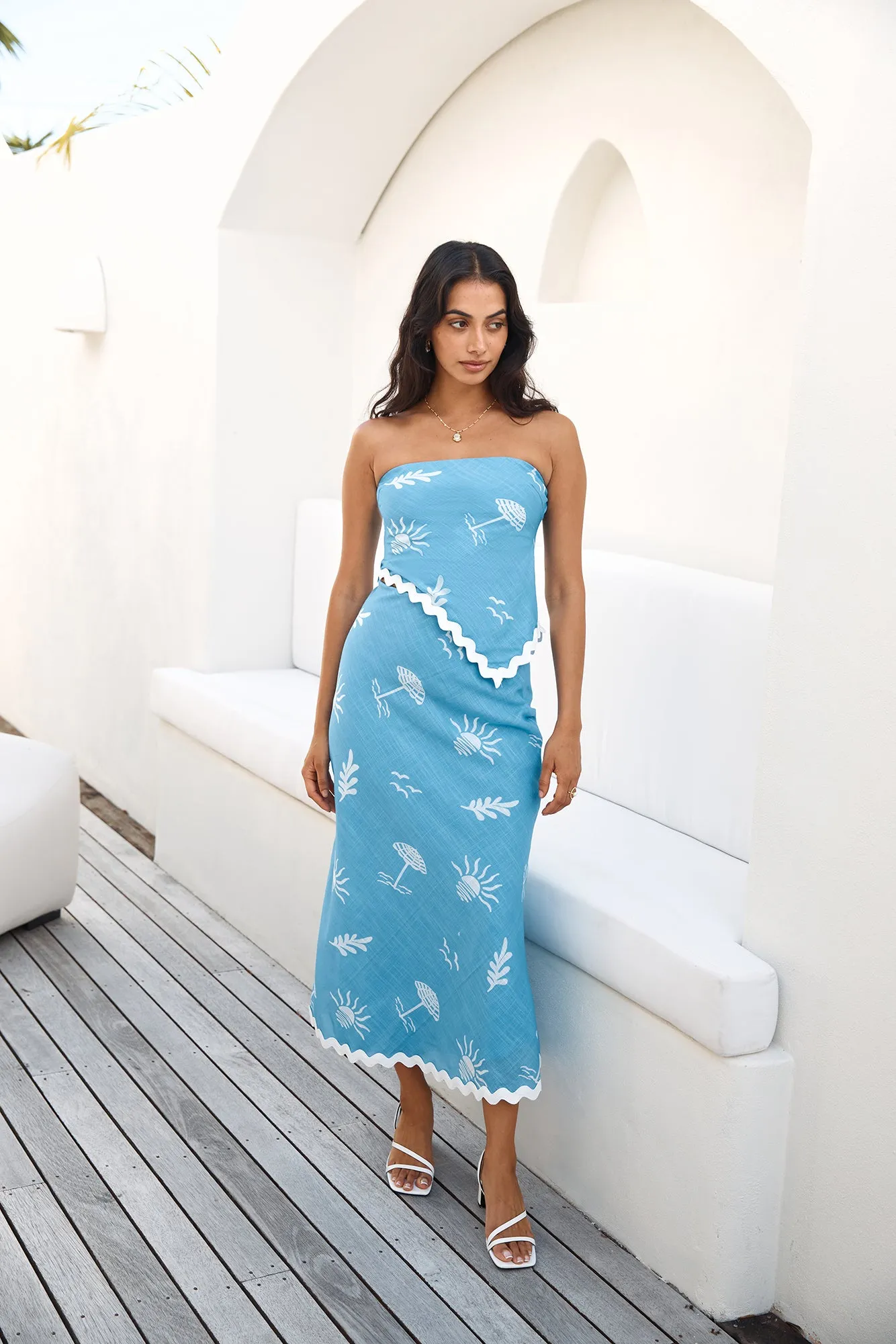 Vacation Away Maxi Skirt Blue sold by Fortunate One product image thumbnail 4