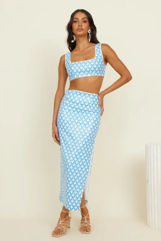 RUNAWAY THE LABEL Carla Crop Sky Geo Print sold by Fortunate One