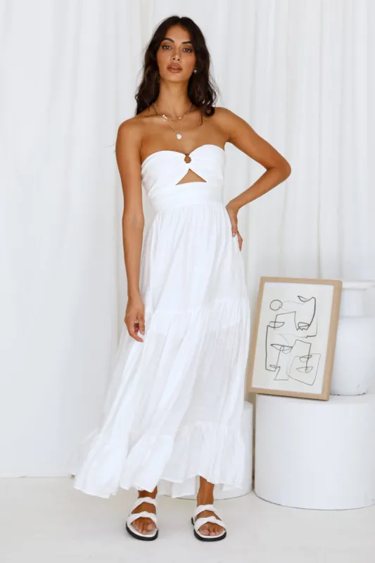 Let's Fly Away Maxi Dress White sold by Fortunate One