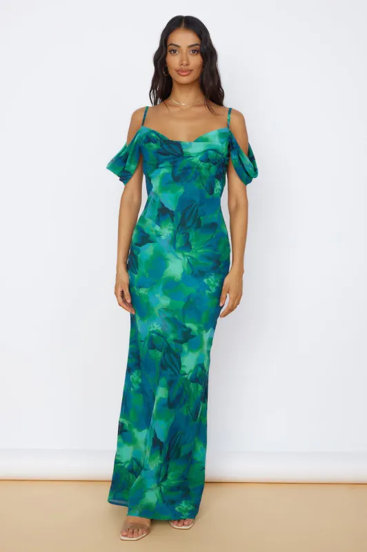 RUNAWAY THE LABEL Litsa Maxi Dress Calista Green sold by Fortunate One