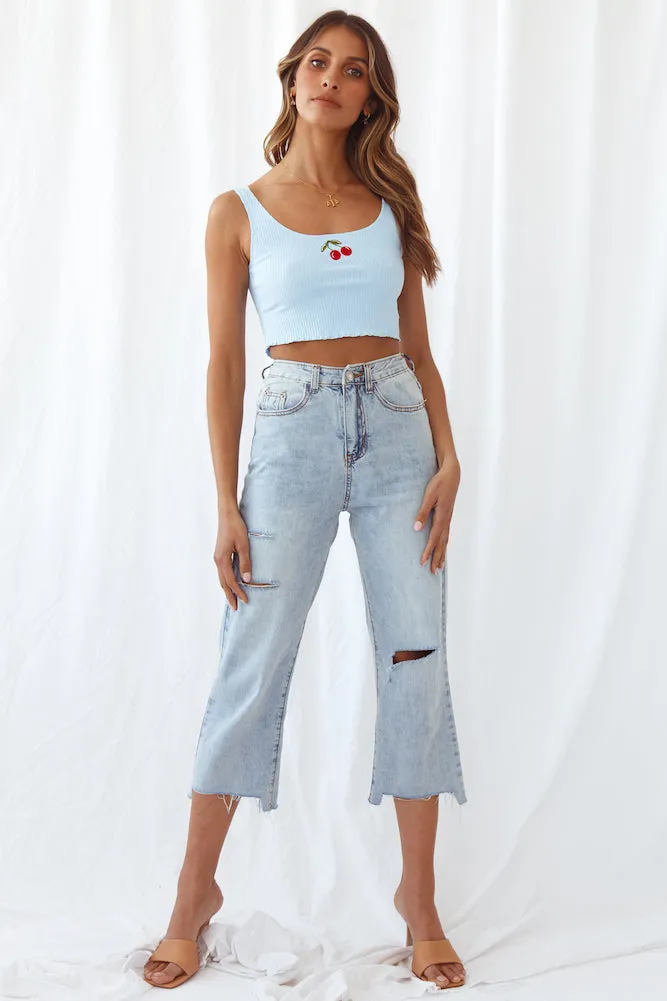 Cherry Ripe Crop Top Blue sold by Fortunate One product image thumbnail 3