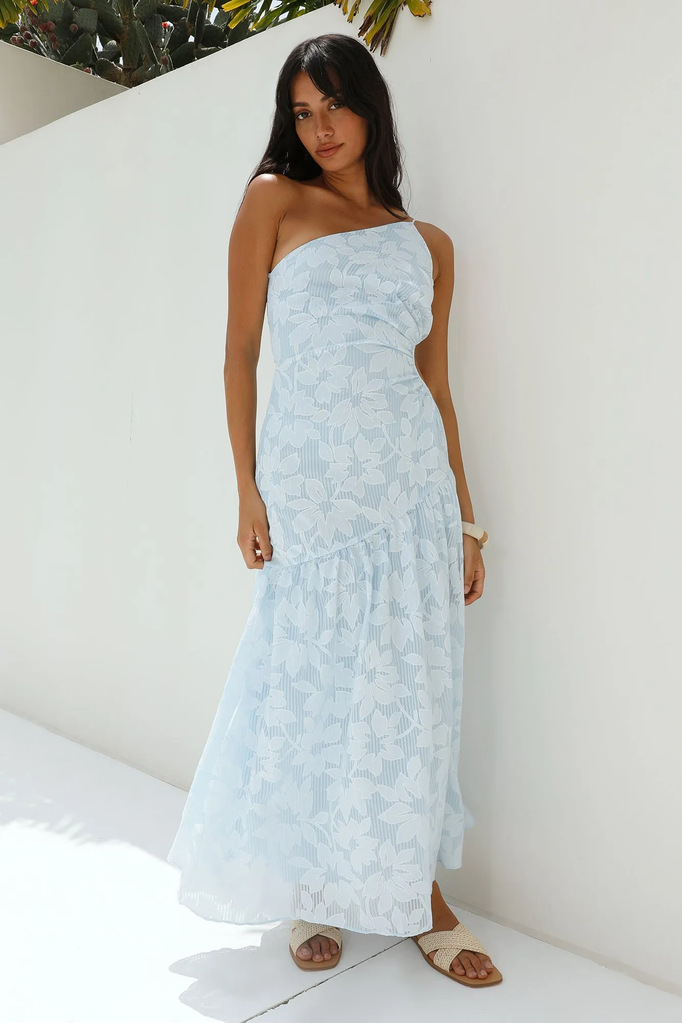 Fully Focused One Shoulder Maxi Dress Blue sold by Fortunate One product image thumbnail 4